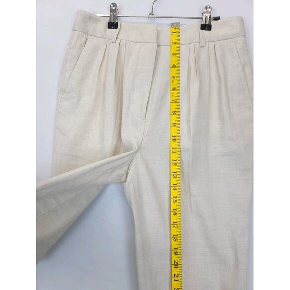 AllSaints Whitney Linen Blend Straight Ankle Trousers Women 4 Neutral Beige - Picture 5 of 15